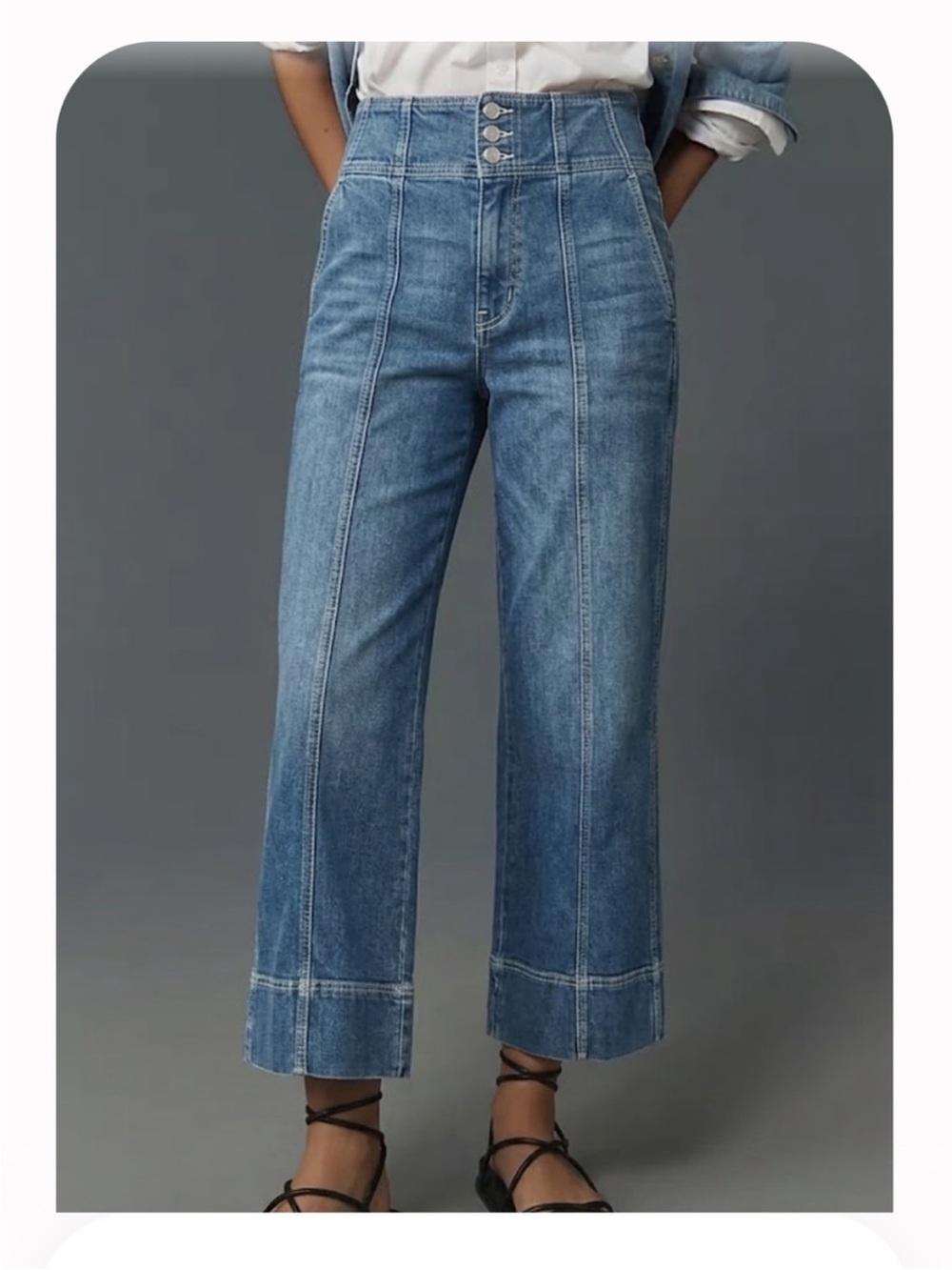 Anthropologie Pilcro Seamed High-Rise Wide-Leg Jeans - Size 34